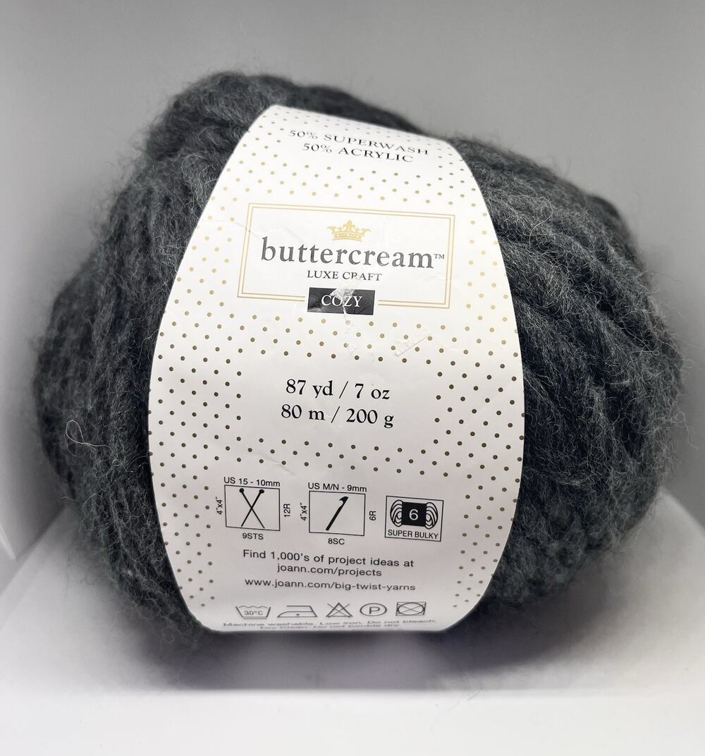 Buttercream Luxe Craft Cozy Yarn, Charcoal